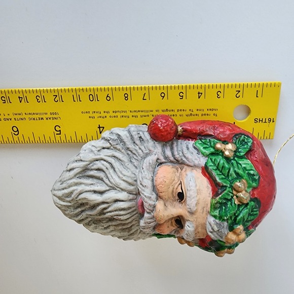 Vintage Blow Mold Santa Claus Heads Christmas Ornaments 4" Hollow Plastic Xmas - Picture 9 of 11
